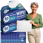 XL Bath Wipes for Adults Bathing No Rinse (2pk) 100 Ct. + 8 Travel Body Wipes 10 x 11.5" Adult Disposable Washcloths for Elderly Incontinence - After Surgery Must Haves Supplies & Elder Care Products