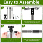 Weed Puller Tool with Long Handle - Adjustable Length Manual Weeder Remover Tool, 2 in 1 Hand Weed Rake and Garden Hoe for Gardening, Uprooting Weeding Tool for Yard, Lawn, Patio, Garden