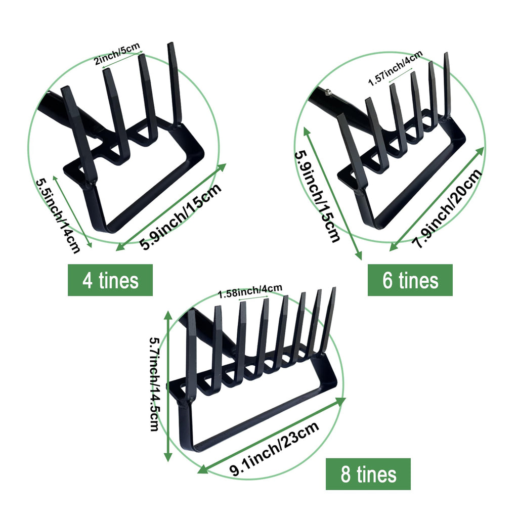 4-Tines Rake and Stirrup Hoe - Stainless Steel Cultivator for Gardening