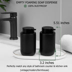 Foaming Soap Dispenser Thick Ceramic Foam Hand Soap Dispenser for Bathroom or Kitchen Sink, Liquid Pump Bottles for Hand soap, Body Wash, 2 Pack Black