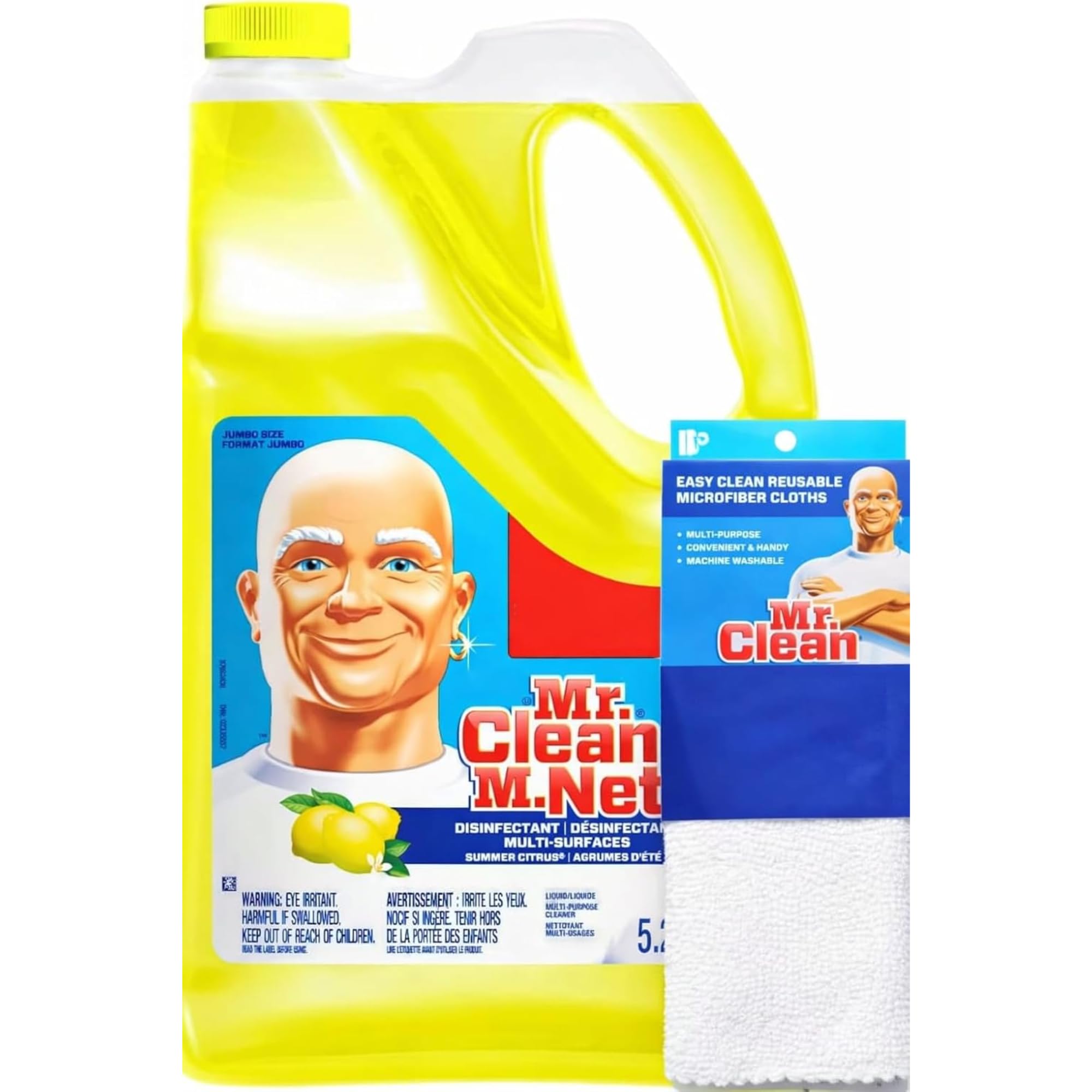 Mr. Clean Multi-Surfaces Summer Citrus Liquid Cleaner, 176 Fl Oz with Easy Clean Cleaning Cloth