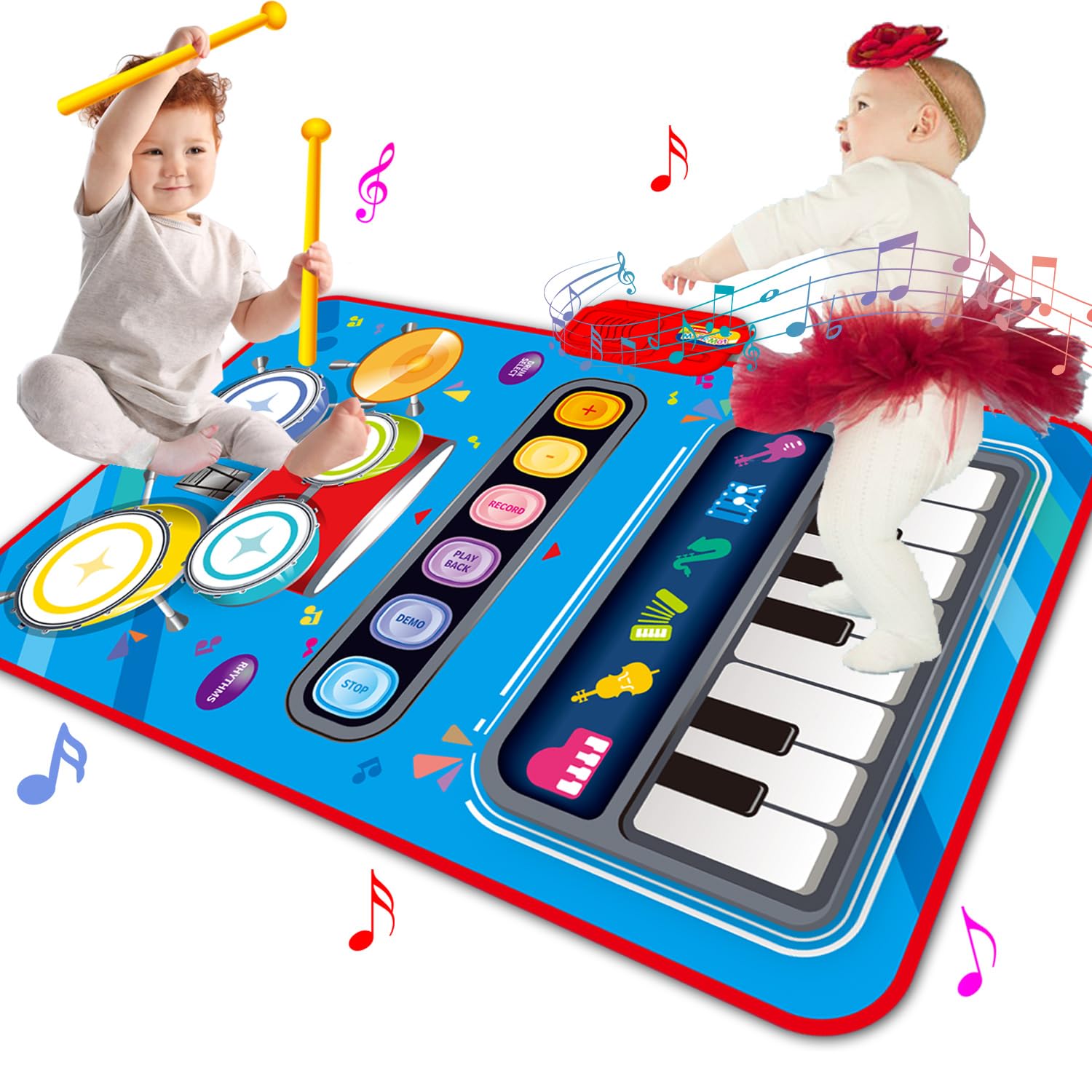 Baby Toys for 1 Year Old,Baby Musical Mat Toddler Toys Age 1-2,3 in 1 Piano Drum Babies Play Mat -Baby Music Toy 12-18 Months Babies Birthday Gifts for 1 2 3 Year Old Boys Girls