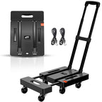 SPACEKEEPER Folding Hand Truck, 500 LB Heavy Duty Luggage Cart, Black