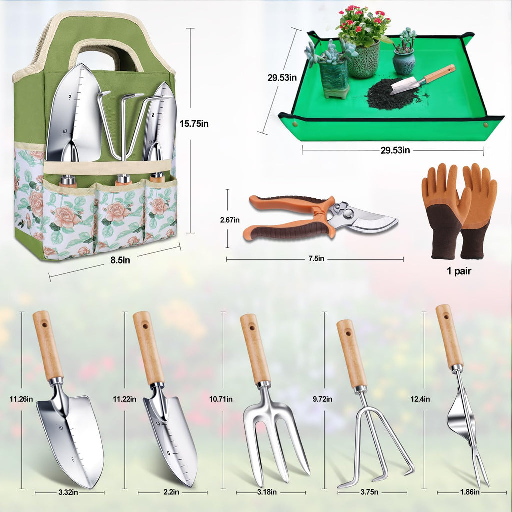 Kynup Garden Tools Set with Storage Bag, Heavy-Duty Gardening Kit for Women
