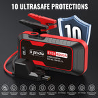 S ZEVZO ET03 Car Jump Starter 4000A Jump Starter Battery Pack for Up to 8.0L Gas and 7.0L Diesel Engines, 74Wh Portable 12V Jump Box with USB Ports, LCD Display, Storage Case, and LED Light