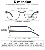 mrbobmslee 4 Pack Reading Glasses for Men, Blue Light Blocking Computer Readers, Anti UV Ray/Eye Strain/Glare, Metal Frame Eyeglasses with Pouches(200 Magnification Strength)