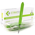 Cynamed Disposable Scalpel Blades| Sharp, Tempered Stainless-Steel Blades | Pack of 10 Sterile Scalpel Knives| Plastic Handle| Individual Pouches| for Dermaplaining, Crafts & More (No.15)