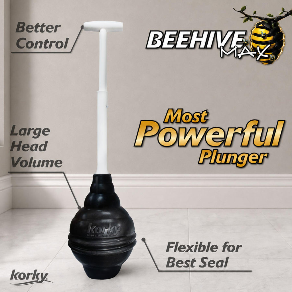 Korky Beehive MAX® Heavy Duty Toilet Plunger - Seals All Bowl Shapes - 96