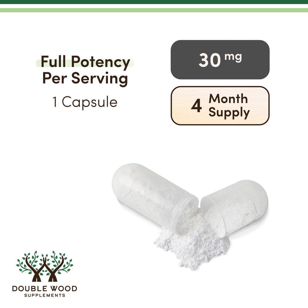 Ergothioneine Supplement (EGT) 30mg of Pure, Plant-Based L-Ergothioneine Per Capsule, 120 Count Non-GMO, Gluten Free, Vegan Safe by Double Wood