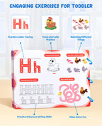 JoyCat Preschool Learning Activities 48 Reusable Pages, Handwriting Practice for Kids Toddlers, Tracing Letter Number Workbooks, Educational Autism Busy Book, Learning Gift Toys for 3 4 5 Year Olds