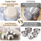 Umite Chef Mixing Bowls with Airtight Lids Set, 8PCS Stainless Steel Nesting Bowls with Grater Attachments, Non-Slip Bottoms, 5, 4, 3.5, 2, 1.5QT for Mixing & Serving