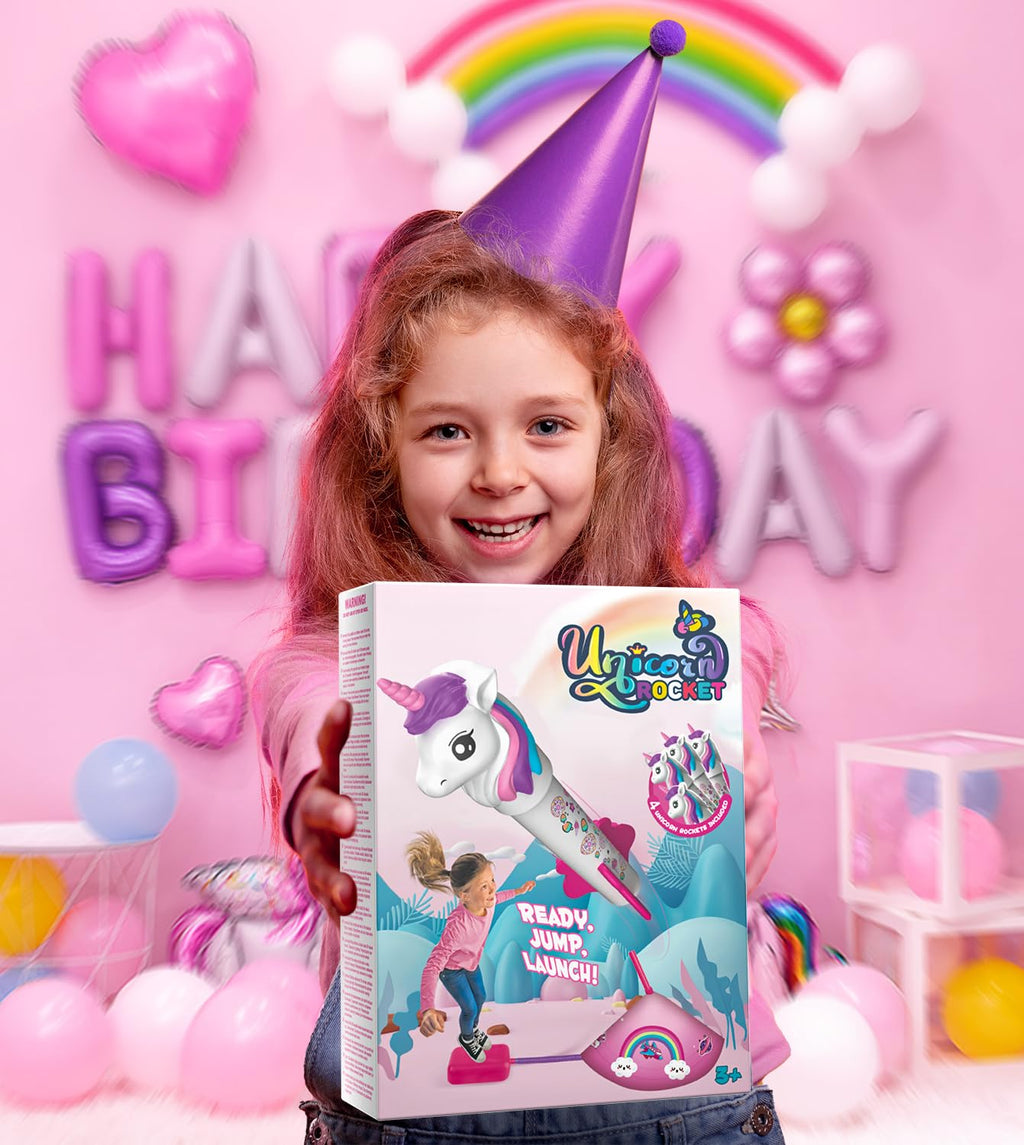 beefunni Unicorn Rocket Launcher for Kids,4 Unicorns Outdoor Toys for Girls
