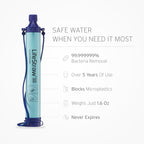 LifeStraw Personal Water Filter for Hiking, Travel and Emergency, Blue, 2PK