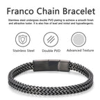 Qumfole Mens Bracelet-Stainless Steel Magnetic Clasp Franco Chain Bracelets for Men Gunmetal