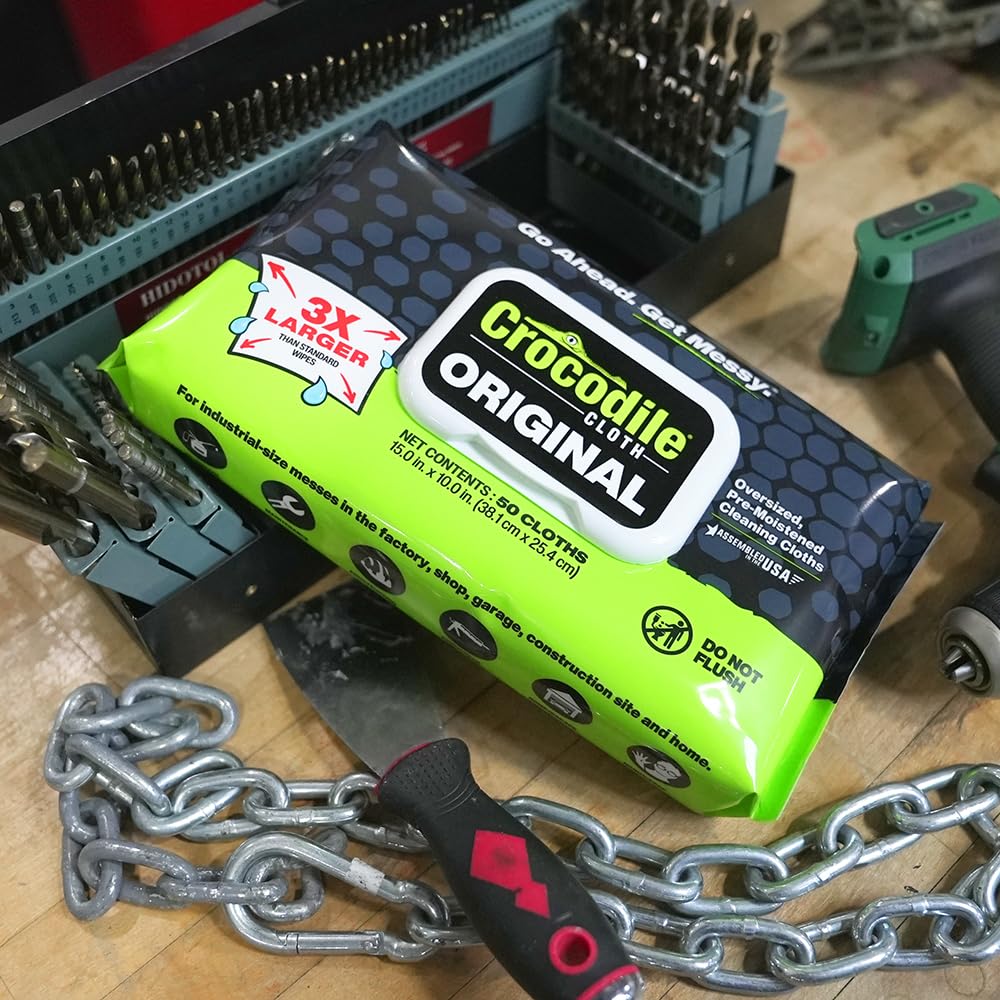 Crocodile Cloth Original Heavy-Duty Hand & Tool Wipes, 100 Count