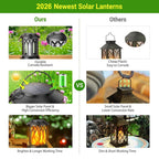 KOOPER 4 Pack Solar Lantern Outdoor Lights, Upgraded Flickering Flame Solar Lanterns Lights Outdoor Waterproof, Hanging Lantern Decorative, Solar Powered Lanterns for Yard Patio Path Tree Garden Decor