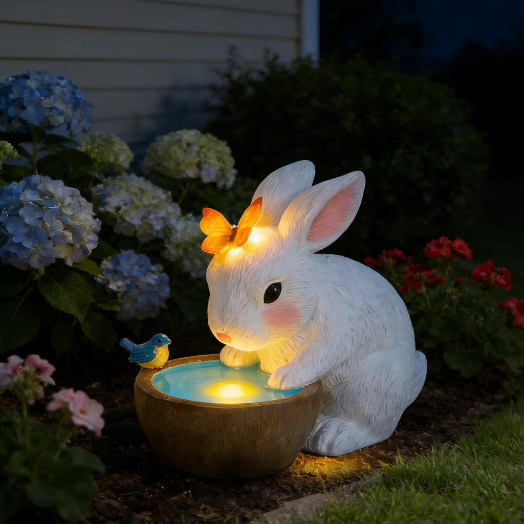 Minyii Solar Bunny Garden Outdoor Statues Decor - Birthday Gifts for Mom