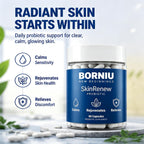 Borniu SkinRenew Probiotic Capsules, Daily Probiotic Supplement, Gut and Skin Wellness Support, Easy Daily Capsule Routine, 60 Capsules