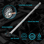 DURATECH Breaker Bar, 1/2'' Drive 24-Inch Breaker Bars Heavy Duty, with 240° Flex Head, Spring-loaded Detent Ball, Premium Chrome Alloy Made
