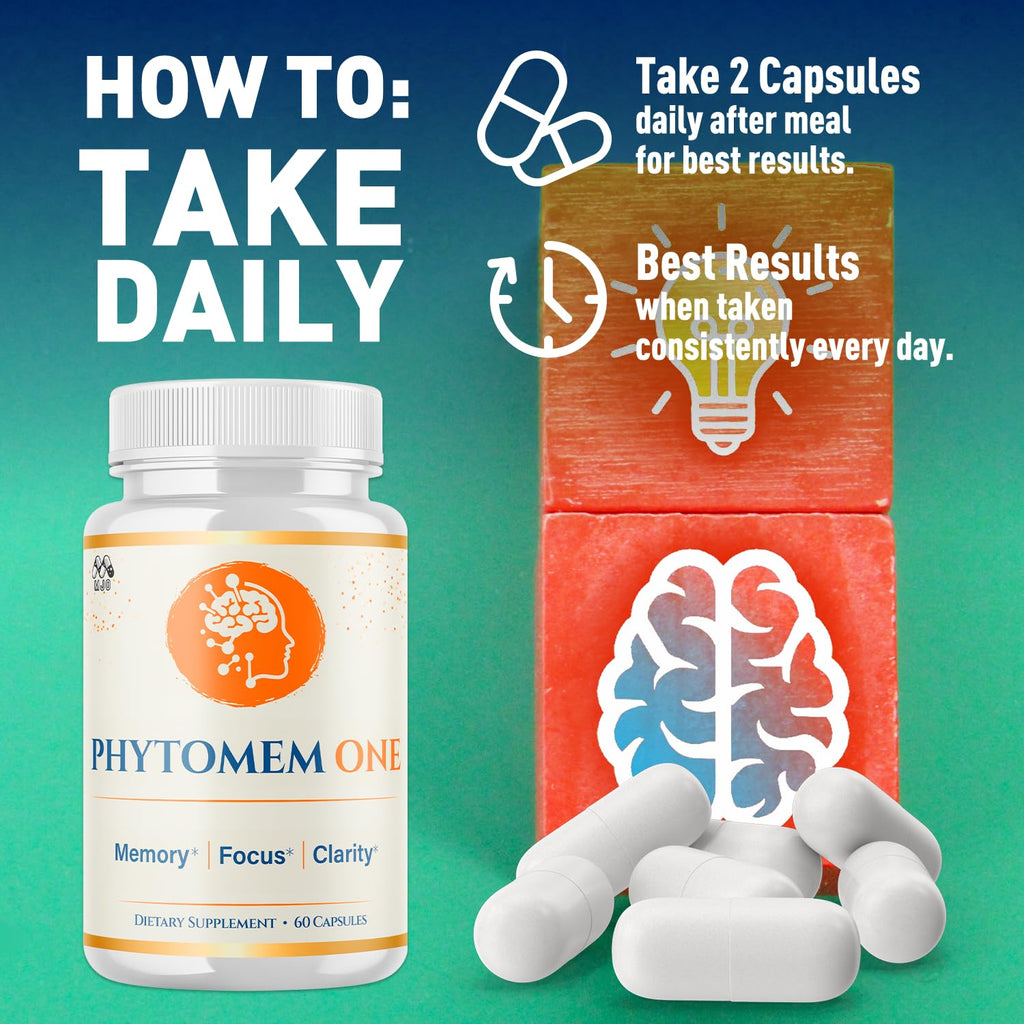 (5 Pack) Phytomem One Capsules, Official PhytomemOne Pills with All Natural Ingredients, Advanced Memory Support Supplement Brain Support Health and Wellness with Premium Multivitamins (300 Capsules)