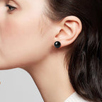 8mm Black Pearl Stud Earrings for Women - Sterling Silver - 0 Allergies
