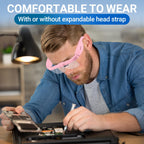 YOCTOSUN Magnifying Glasses with Light, Rechargeable Magnifying Headset with 5 Detachable Lenses 0.75X-4.0X and 3 LED Lights, Hands Free Headband Magnifier for Close Work Hobby Crafts Jewelry
