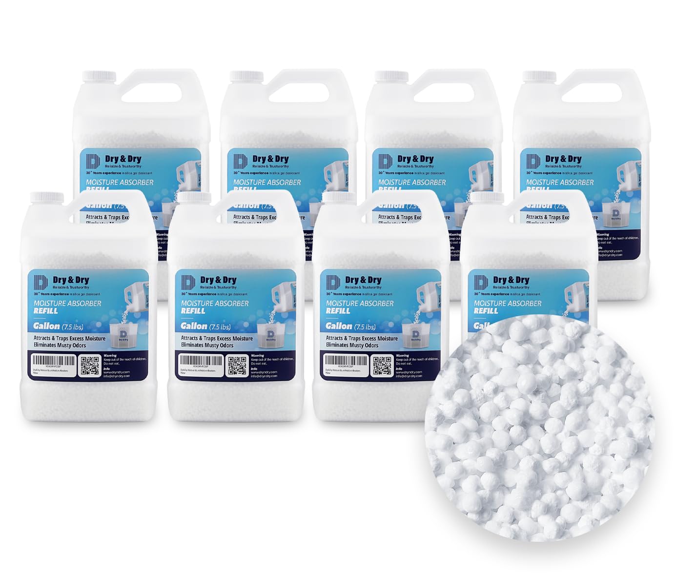Dry & Dry Moisture Absorbers Refill Beads (60 LBS) - Dehumidifiers for Home Dehumidifier for Basement Dehumidifiers for Bedroom Small Dehumidifiers, Moisture Absorber Refill, Fragrance Free