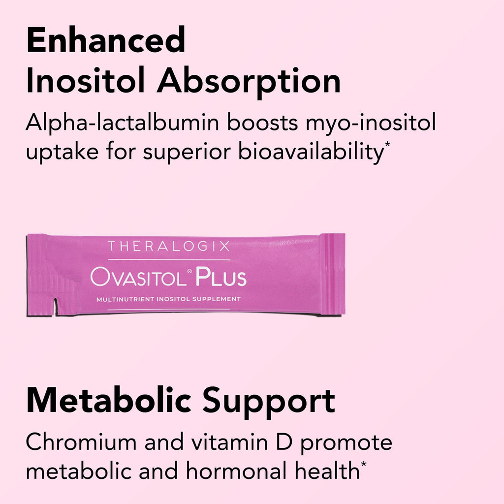Theralogix Ovasitol Plus Metabolic Health Supplement - Myo-Inositol & D-Chiro Inositol+Chromium Picolinate+Alpha-lactalbumin & Vitamin D - 90-Day Supply - Unflavored - 180 Count