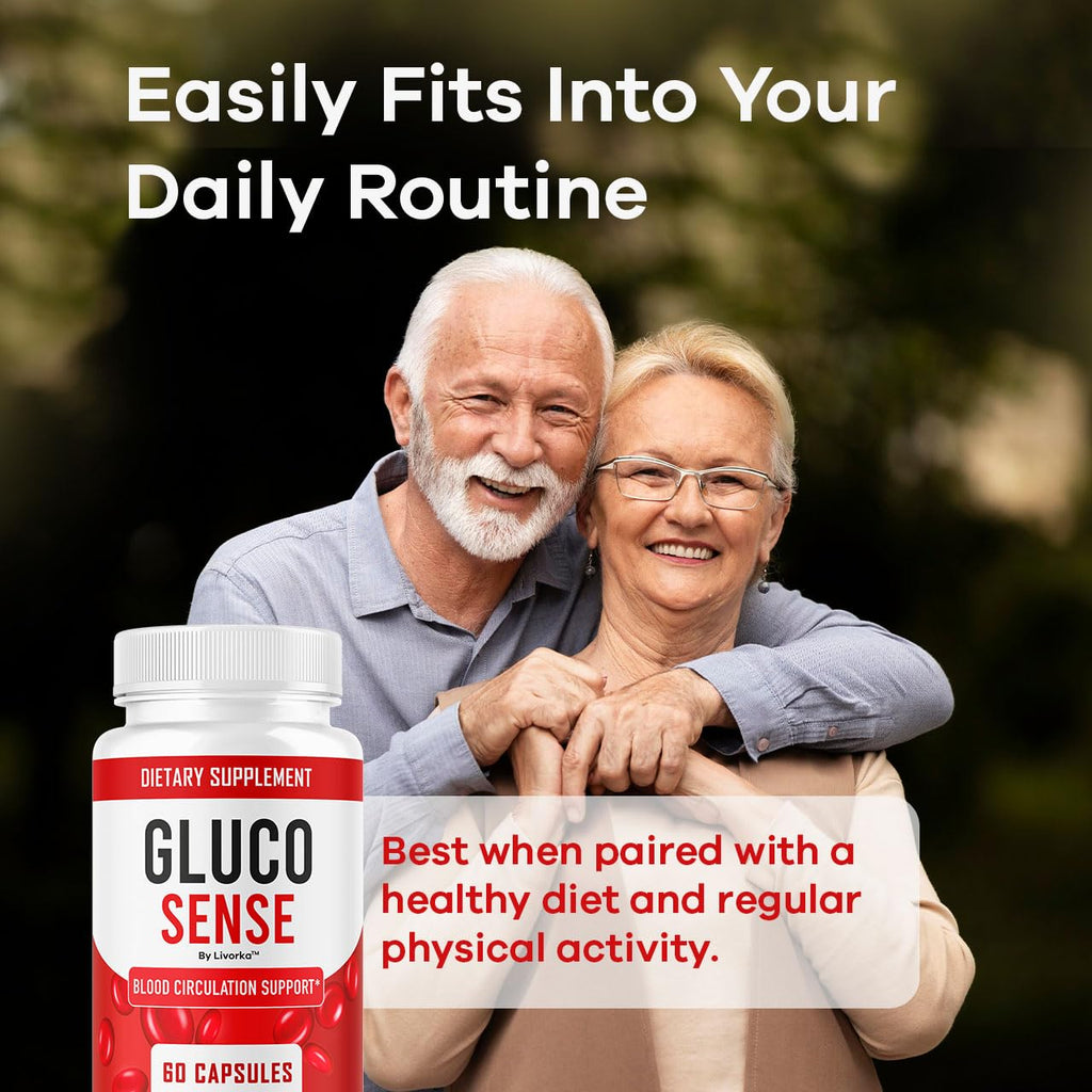 GlucoSense – Official GlucoSense Capsules, Pills Support Advanced Blood Formula Supplement, All Natural Premium Health & Wellness - Maximum Strength, 60 Capsules for 1 Month