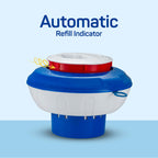 Floating Chlorine Dispenser for Pools with Pop-up Indicator, Fits 1-3-4” Tablets - Pool Chlorine Floater with Adjustable Flow Vents Balanced Chemical Dispenser [4 Tablet Cap] 9" Diameter