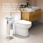 Day Moon™ - Toilet Paper Holder - Modern Roll Holder for Bathroom - 1 Pack - Free Standing - with Shelf, Brushed Nickel