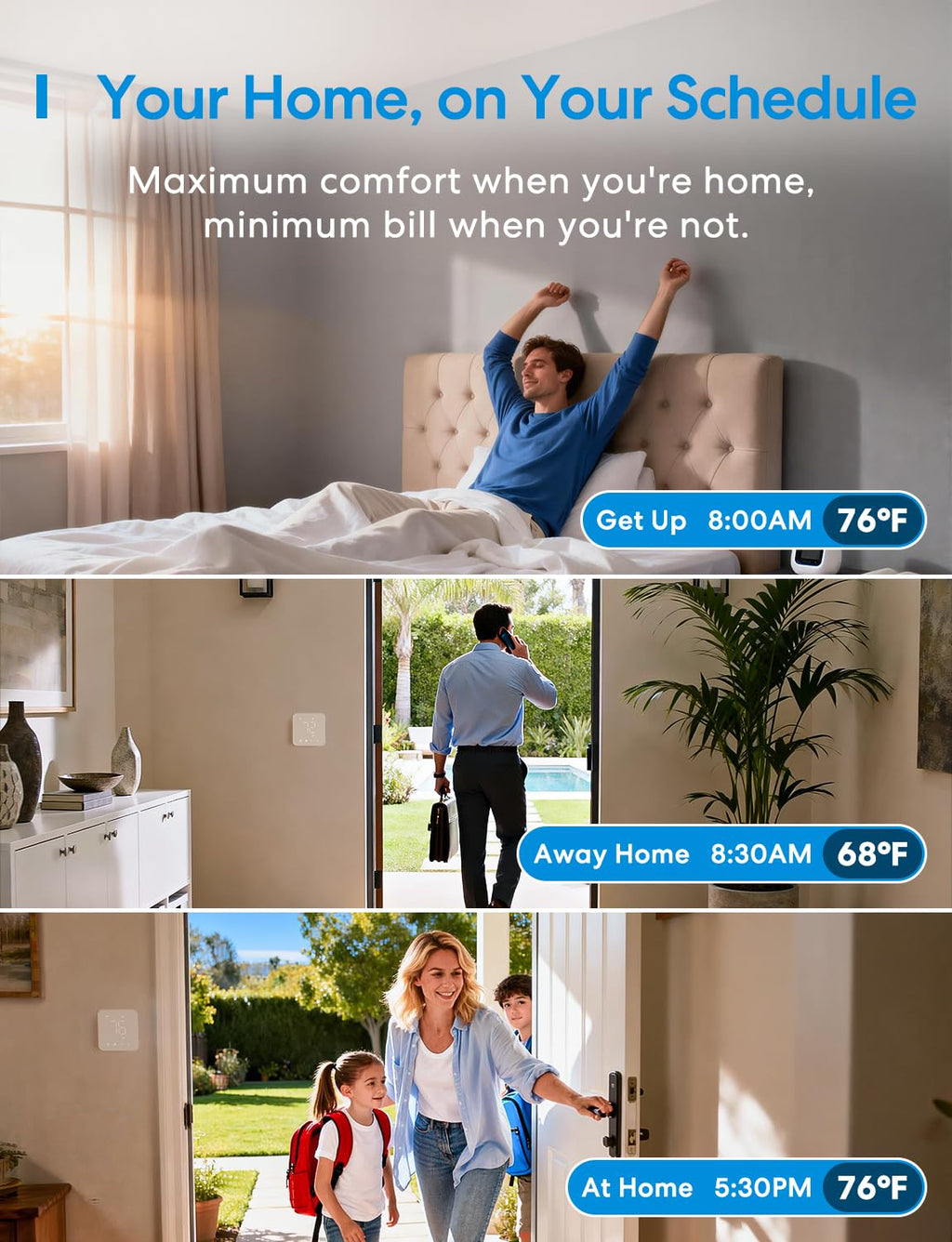 meross Smart Thermostat for Home, WiFi Thermostat Works with Matter, Alexa, Apple Home, Google Assistant, App & Voice Control, 7x24h Scheduling, Energy Saving, C-Wire Required (Not Included)