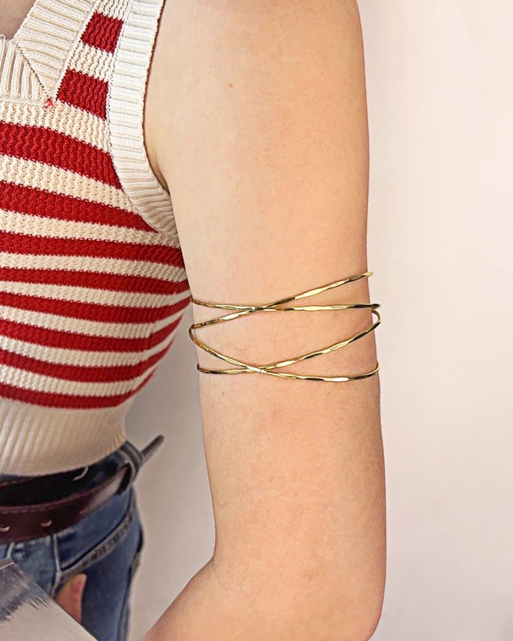 UEMXIYU 6Pcs Arm Cuff Upper Arm Band Cuff Bracelet Bangle for Women Adjustable Armband Set (6 pcs)