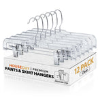 HOUSE DAY 14 Inch Clear Pants Hangers with Clips 12 Pack, Skirt Hangers