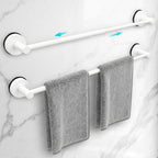 Adjustable Suction Cup Towel Bar for Bathroom Wall,14.6Inch~24 Inch Towel Racks for Bathroom,Stainless Steel Bath Towel Holder for Shower,2 Pack(Matte White)