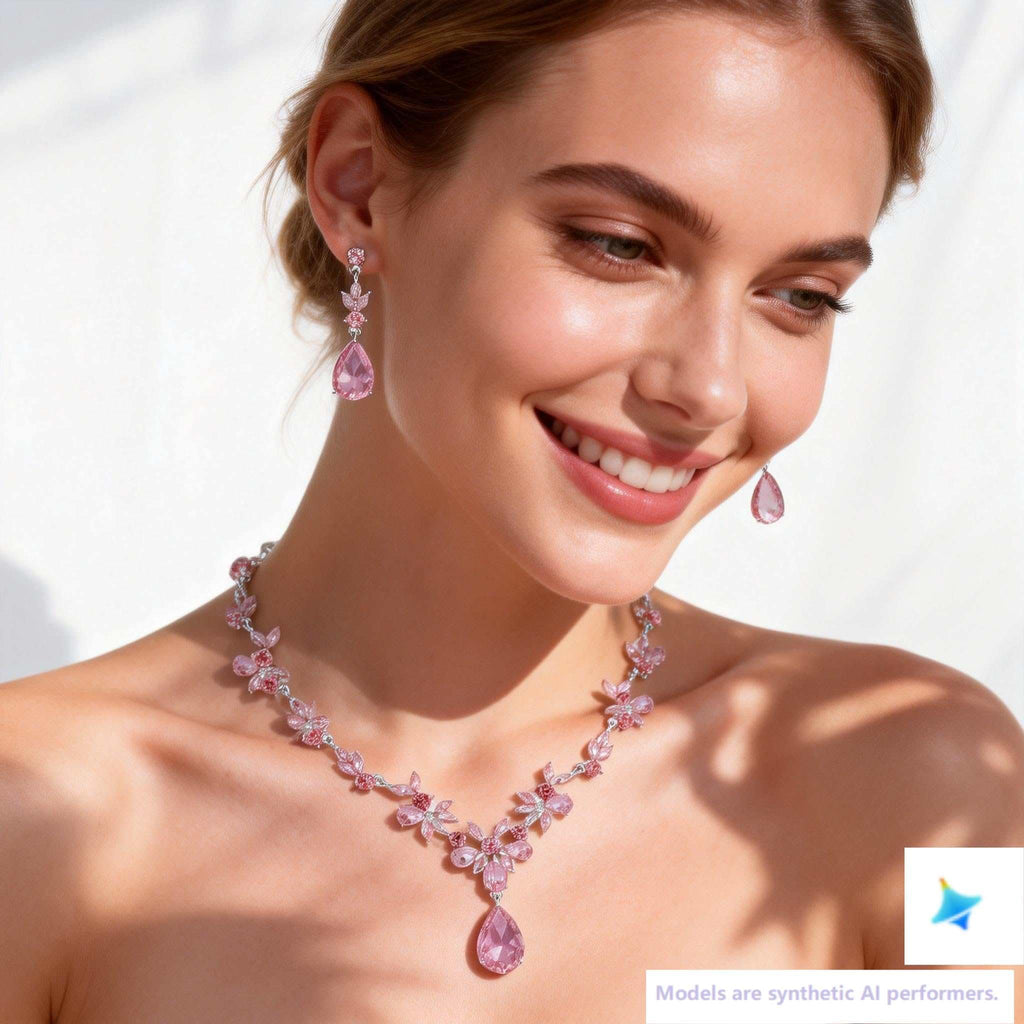 Kamirola Wedding Bridal Jewelry Set for Women, Necklace Dangle Earrings Bracelet Set for Women,Brides,Bridesmaids Crystal Jewelry Set for Wedding Prom Party Crystal Necklace Earrings Bracelet Set