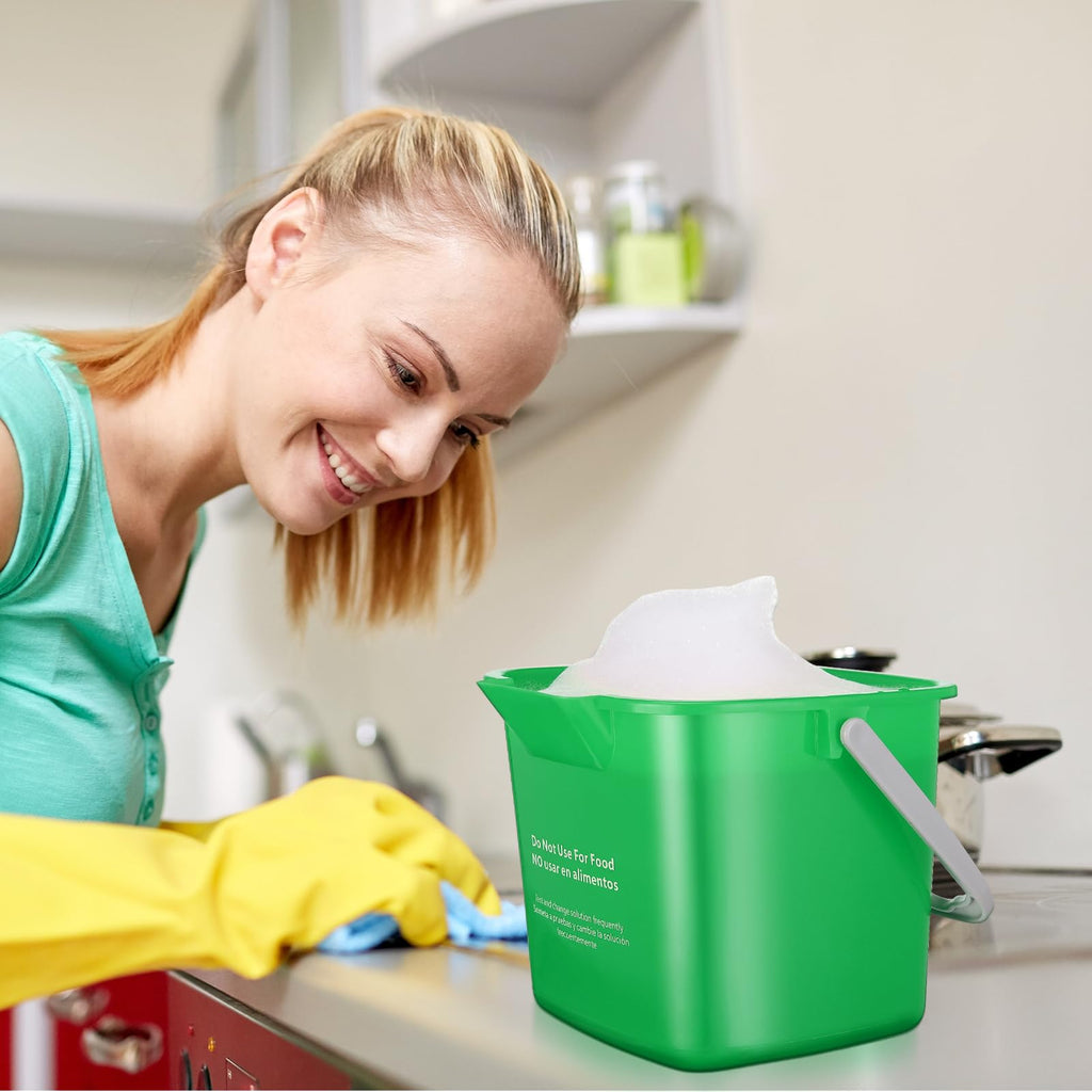 Roshtia 6 Pcs 3 Quart Sanitizing Cleaning Bucket Square,Red, Blue, Green