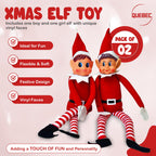 Quebec Naughty Elf Set - Boy & Girl Christmas Elf Figures, Santa's Little Helper Inspired, Soft Body, Vinyl Faces, 12 Inch, Couple