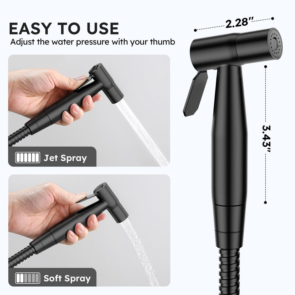 Arofa Black Bidet Sprayer for Toilet, Handheld Jet Sprayer Adjustable Water Pressure Muslim Shower with Bidet Hose, Bidets Faucet for Existing Toilets Cloth Diaper Spray for Baby/Feminine Wash