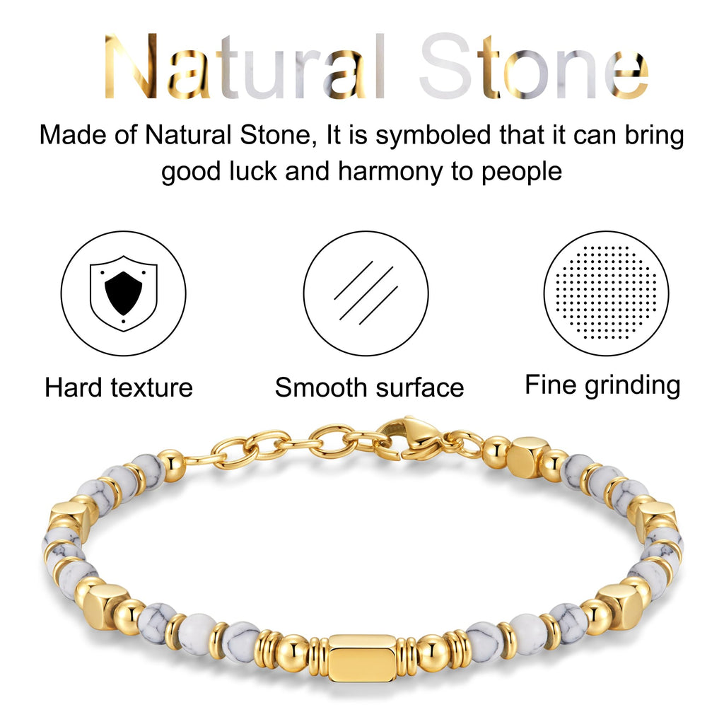 Women's Bracelet,Dainty Bohemian Beaded Bracelets for Women,Birthday Gifts For Best Friends Female Women,Natural Stone Bracelet Size 7 Inches+1 Inch Adjustable, 7 inches, Stainless Steel, no gemstone