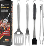 ROMANTICIST 4pcs Heavy Duty Grill Accessories for Top Chef - Professional Grill Tool Set & Basic BBQ Tools for Backyard Restaurant Outdoor Kitchen - Deluxe Grill Gift for Dad on Father’s Day Christmas