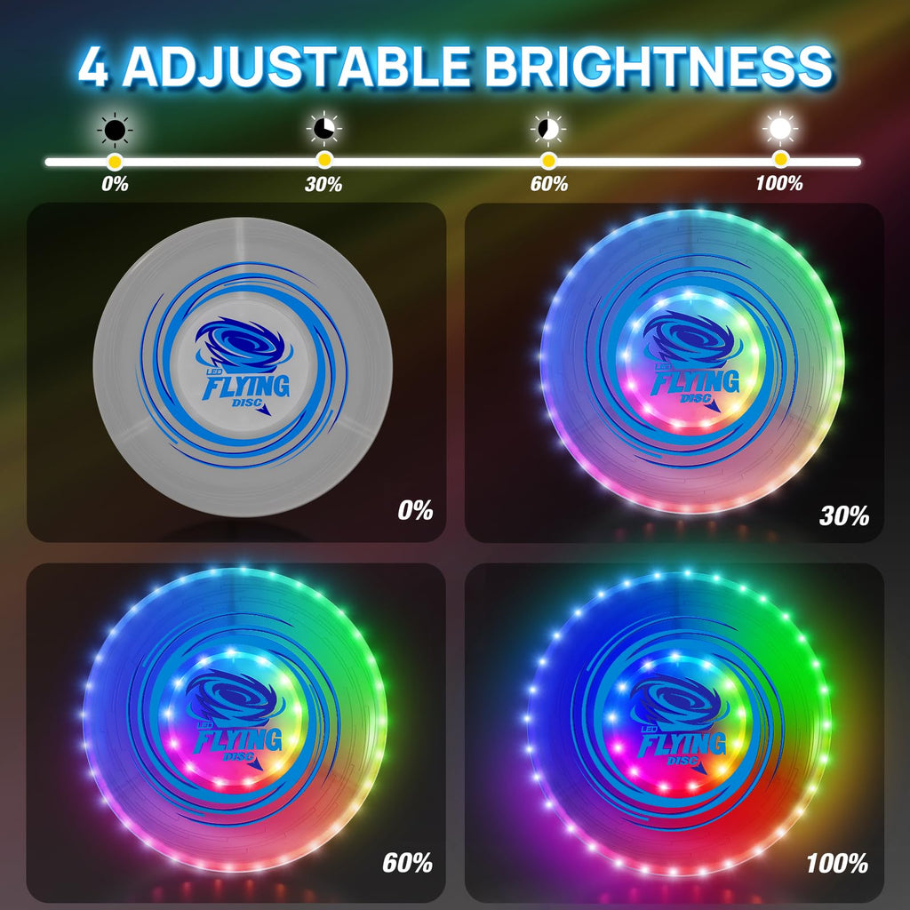 HYES 2 Pack Light up Flying Discs for Kids, 45 LEDs & 14 Lighting Modes