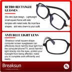 Breaksun Retro Rectangle Glasses for Women Men Small Square Blue Light Blocking Glasses Vintage Eyeglasses (Tortoise+Black)