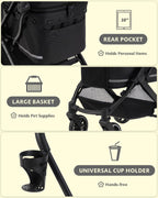 Dog Stroller with Waterproof Rain Cover, Heavy-Duty All-Terrain 4-Wheel Pet Stroller with Adjustable Sunshade Canopy, Foldable Travel Dog Strollers for Small/Medium Dogs Up to 121 lbs