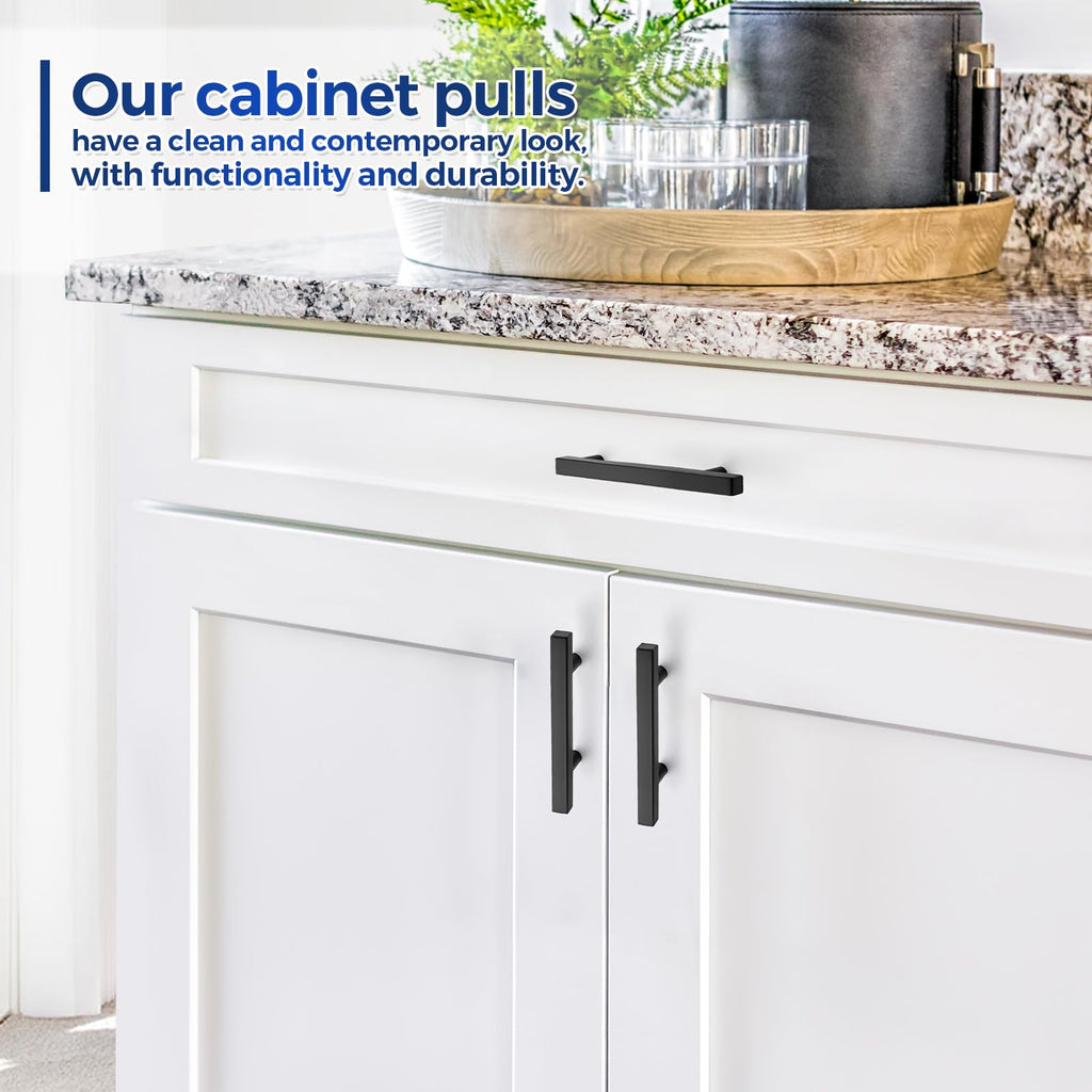 JOY DECOR Matte Black Pulls Cabinet Square Handles 3 Inch 30 Pack