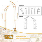 Curved Metal Wedding Arch Stand, Garden Arch Flower Stand Outdoor Indoor Use for Wedding Ceremony Birthday Anniversary Floral Stand Background Decoration 8.2FT and 6.9FT (Gold)