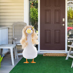 TAKEALOOKO 3 Pcs Porch Goose Wigs with Hair Clips - Cute Goose Outfits Braid Wig Accessories Garden Geese Statue for Funny Lawn Outdoor Patio Yard Goosey Decoration