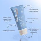 Thinksport SPF 50+ Mineral Sunscreen with Zinc Oxide, 6 Fl Oz – Safe, Natural Sunscreen Lotion for Sports & Active Use, Water Resistant Reef Safe, Broad Spectrum UVA/UVB Sun Screen for Sun Protection