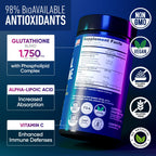 Liposomal Glutathione Supplement 1000MG + 750MG- Glutathione Liposomal with VIT C + Phospholipid Antioxidant Complex - Liver Detox and Immune Support Supplement - 120 Caps - Powder&Liquid Alternative