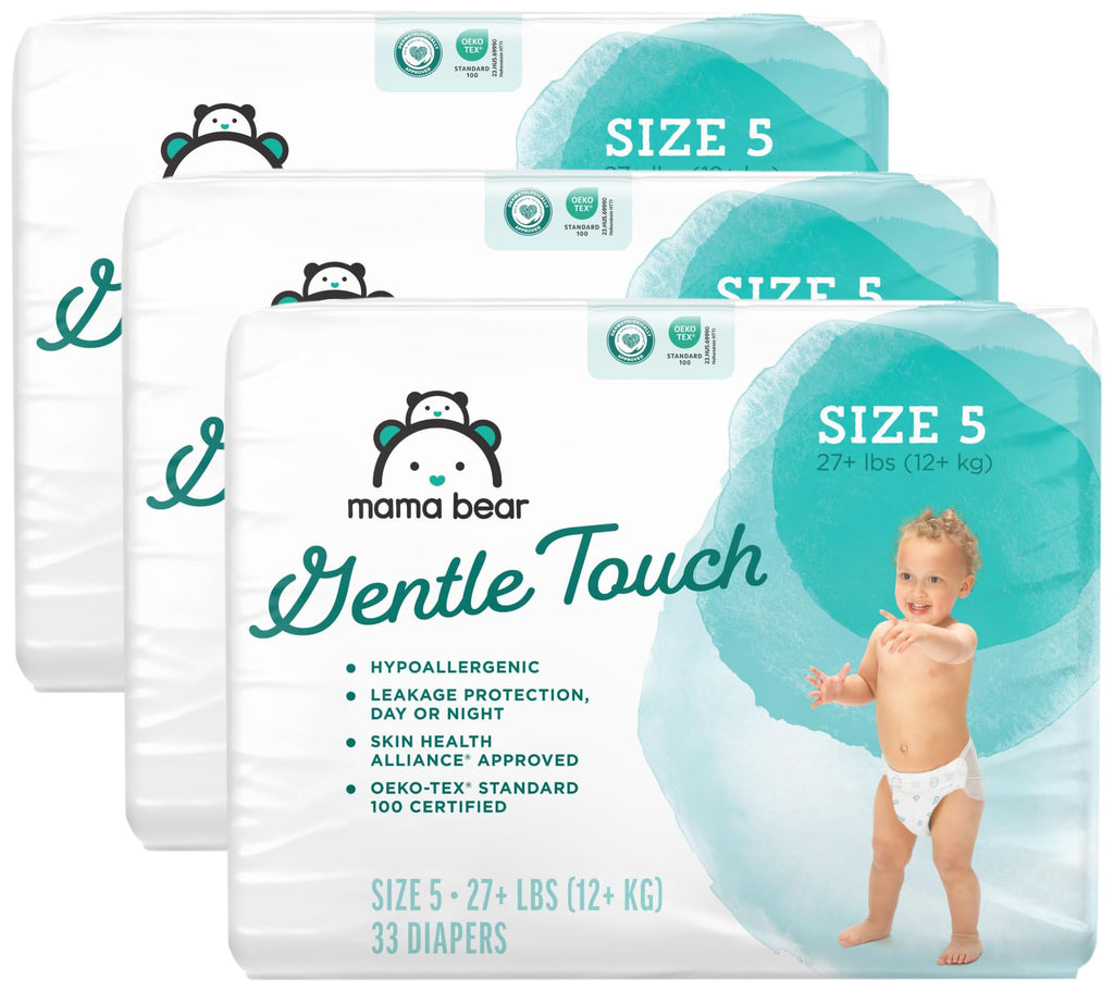 Amazon Brand - Mama Bear Gentle Touch Diapers, Size 5, 33 Count (Pack of 3)